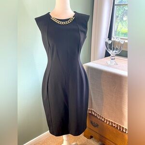 Calvin Klein Black Chain Necklace Sheath Dress Sz 4